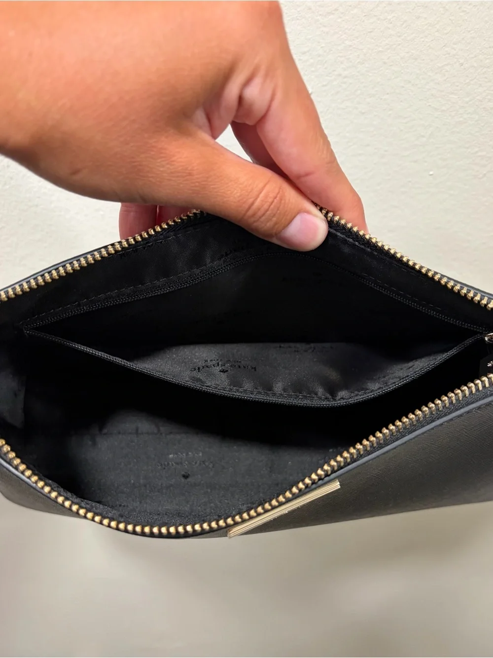 NEW kate spade Black Saffiano Leather Shoulder Bag with Gold Hardware